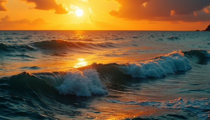 Free Golden Ocean Sunset Image - Sunset, Ocean, Waves | Download at ...