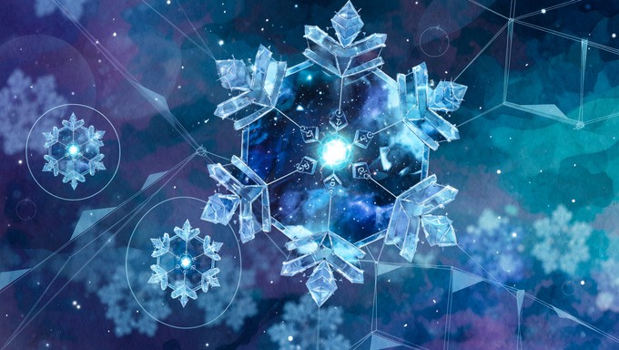 Free Celestial Snow Symphony Image - Watercolor, Cosmic, Snowflakes ...