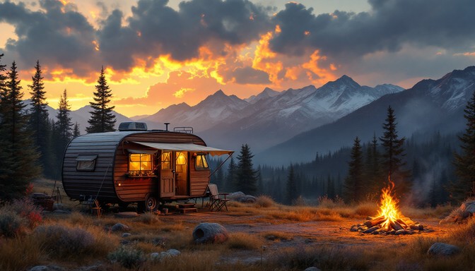 Free Mountain Camper Sunset Image - Mountains, Sunset, Camping ...