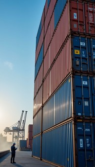 Steel Containers Rise Free Towering Container Stacks Image - Containers, Port, Shipping ...