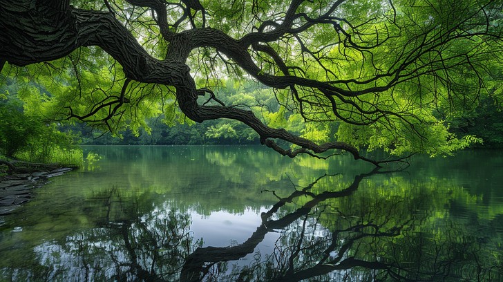 Free Serene lake view Image - Serene, Lake, Tree | Download at StockCake