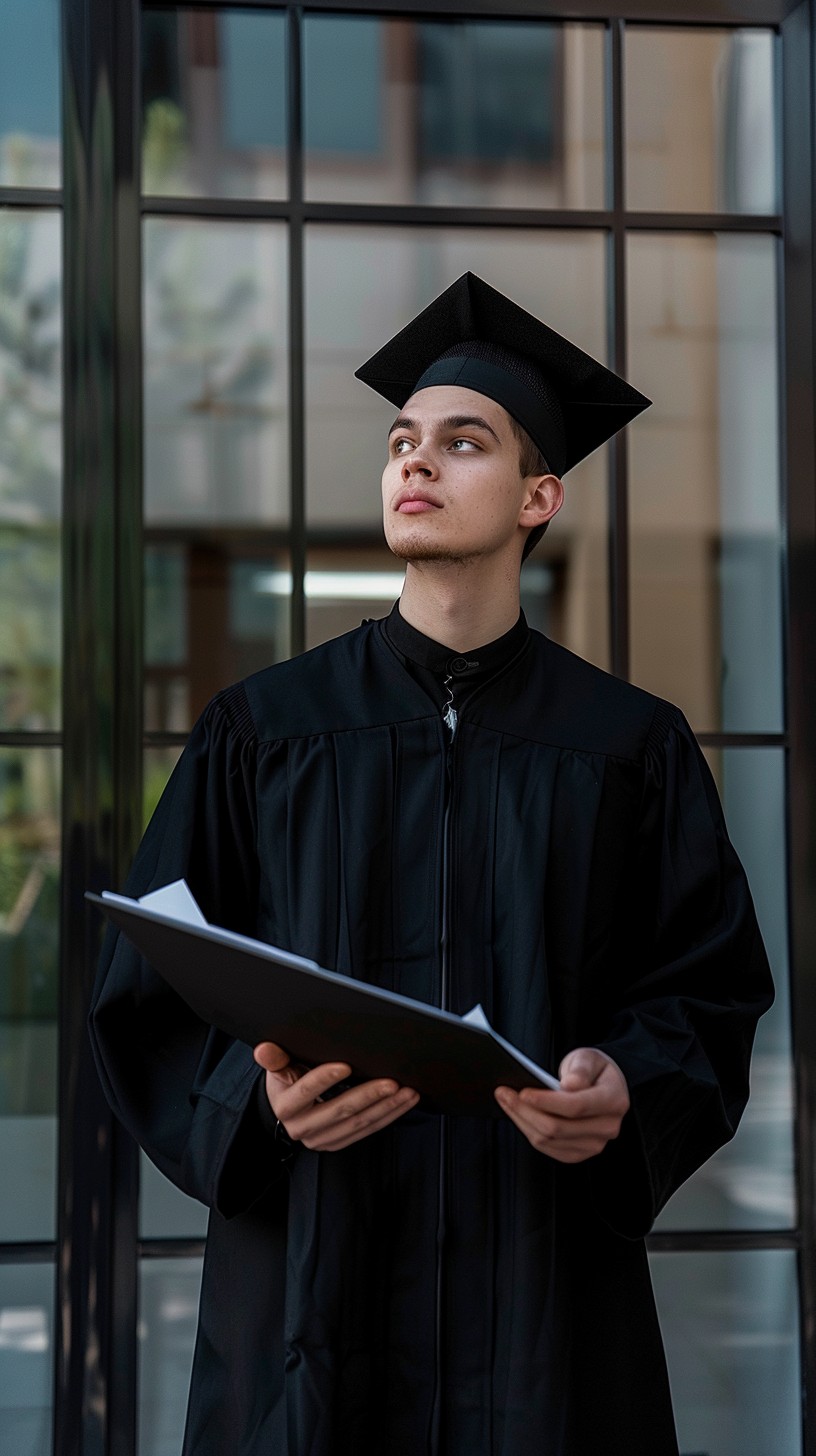 Free Graduate's Reflective Moment Image - Graduate, Reflection, Future ...