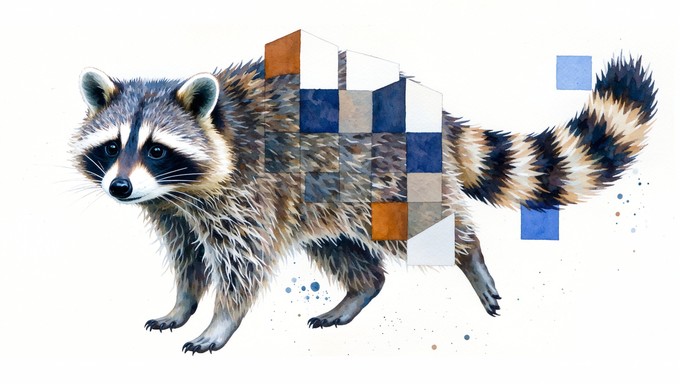 Abstract Racoon Body Free Geometric Raccoon Art Image - Raccoon, Watercolor, Geometric ...