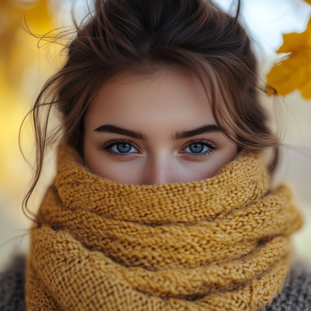 Free Autumn cozy look Image - Autumn, Eyes, Scarf | Download at StockCake