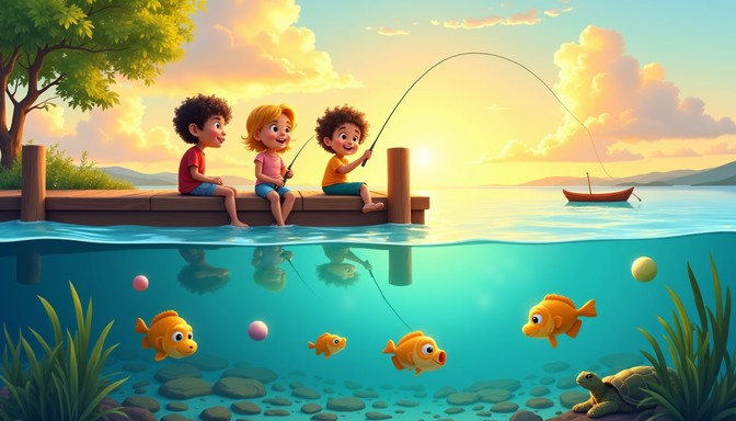 Free Kids Fishing Together Image - Children, Fishing, Lake | Download ...
