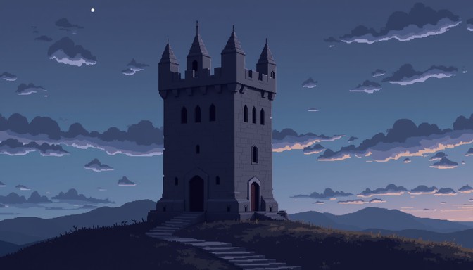 Pixels Graphics Watchtower Free Solitary mountain watchtower Image - Watchtower, Monochrome ...