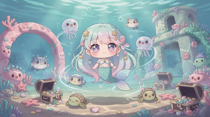 Free Kawaii Ocean Dreams Image - Chibi, Kawaii, Mermaid | Download at ...