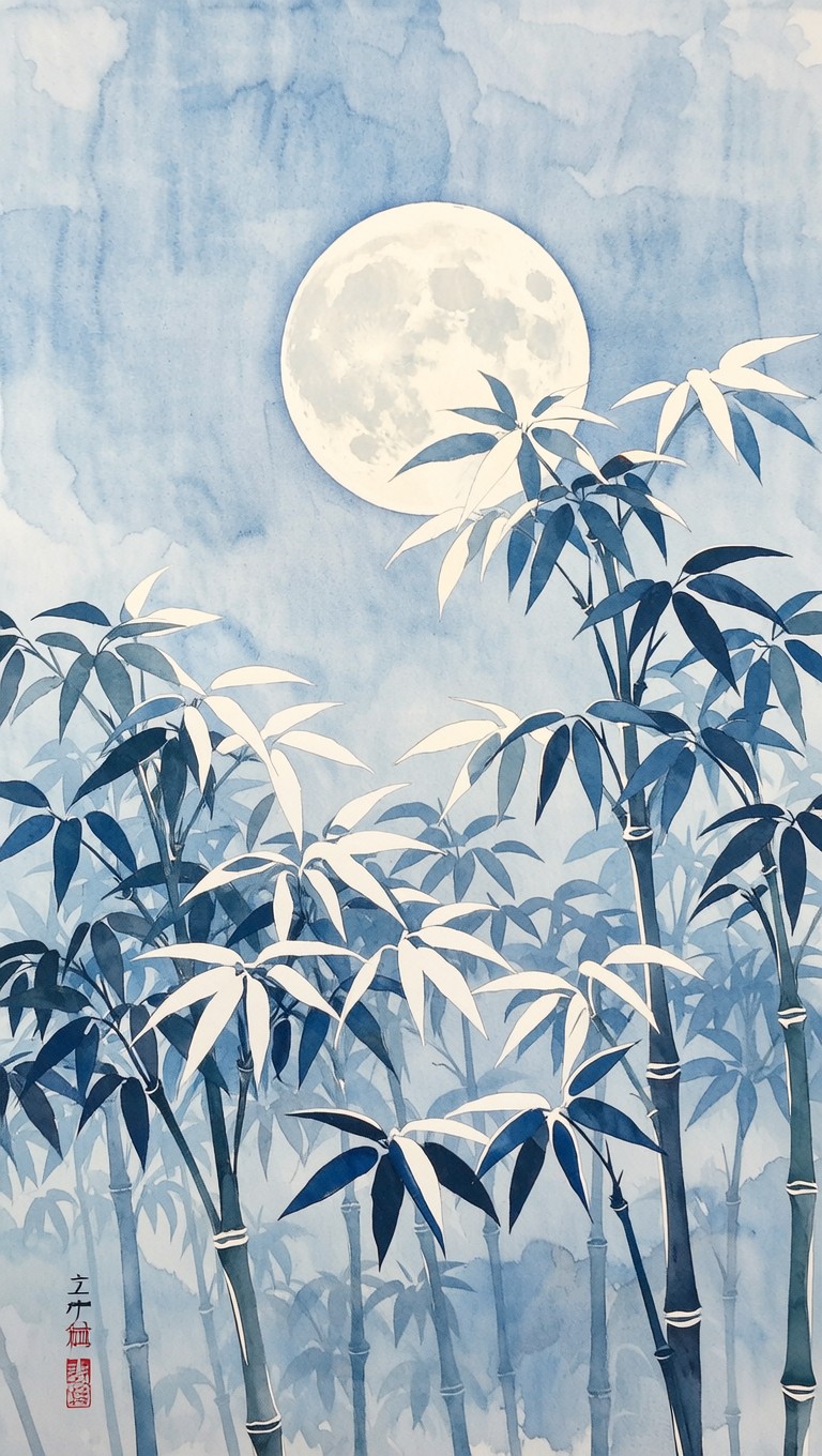 Free Bamboo Moon Meditation Image - Bamboo, Moon, Watercolor | Download ...