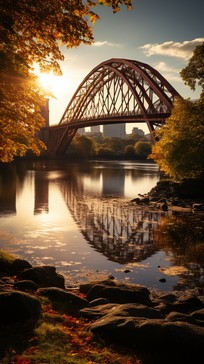 Free Autumn Bridge View Image - Autumn, Bridge, Sunset | Download at ...