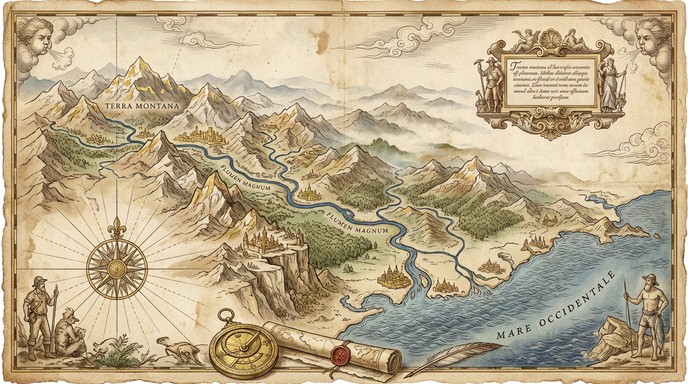 Free Vintage Cartography Art Image - Cartography, Landscape, Mountains ...