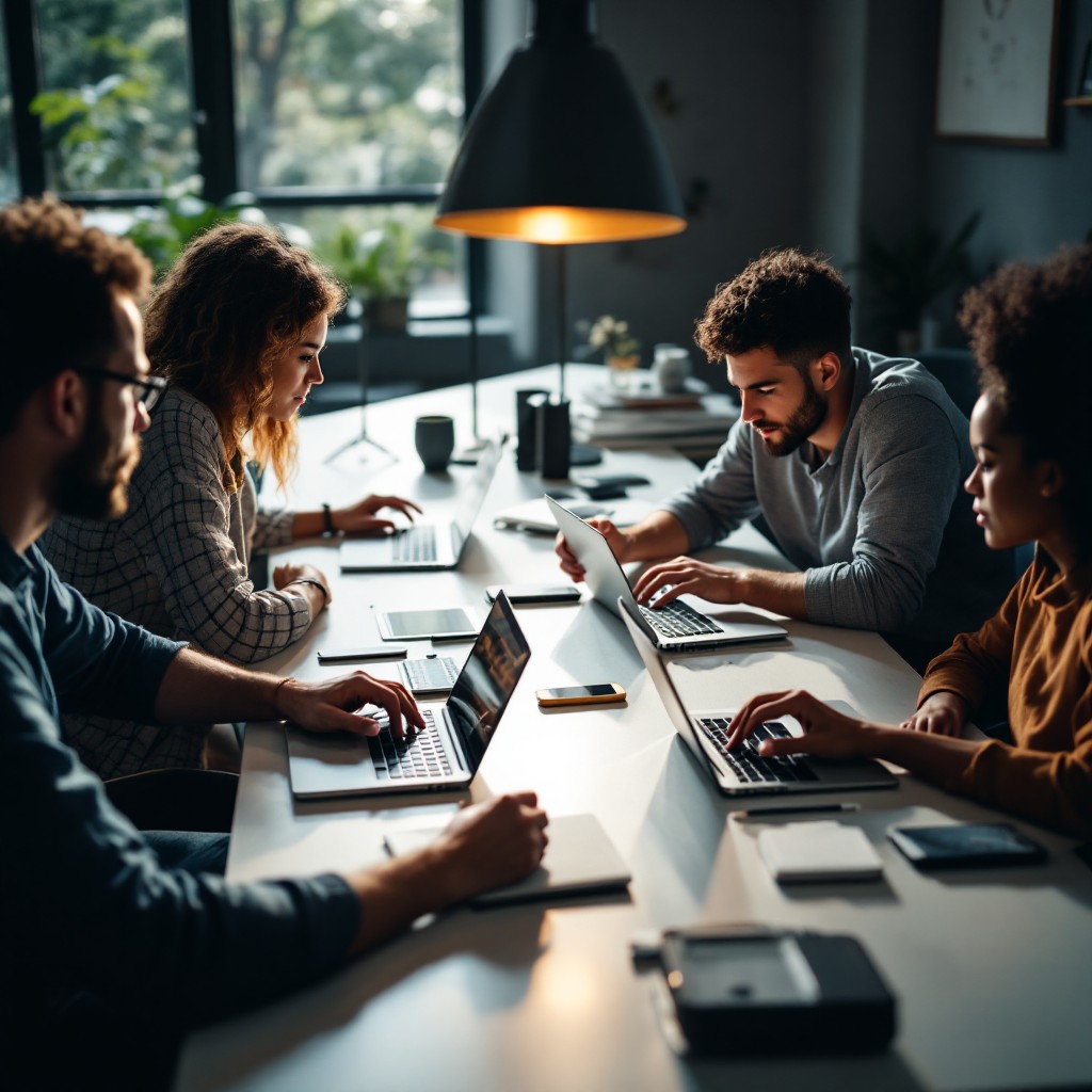 Free Team Collaborates Digitally Image - Collaboration, Teamwork ...