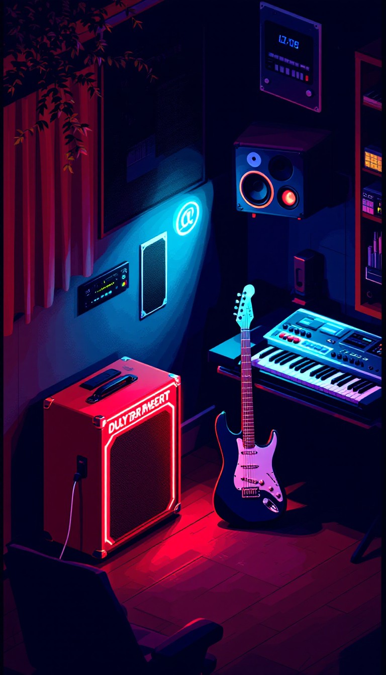 Free Neon Music Studio Image - Music, Studio, Pixel | Download at StockCake