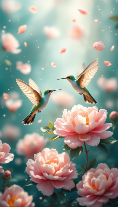 Free Magical Garden Hummingbird Image - Hummingbird, Tulips, Sparkles ...