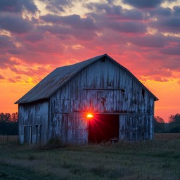 Free Sunset Barn Scene Image - Sunset, Barn, Field | Download at StockCake