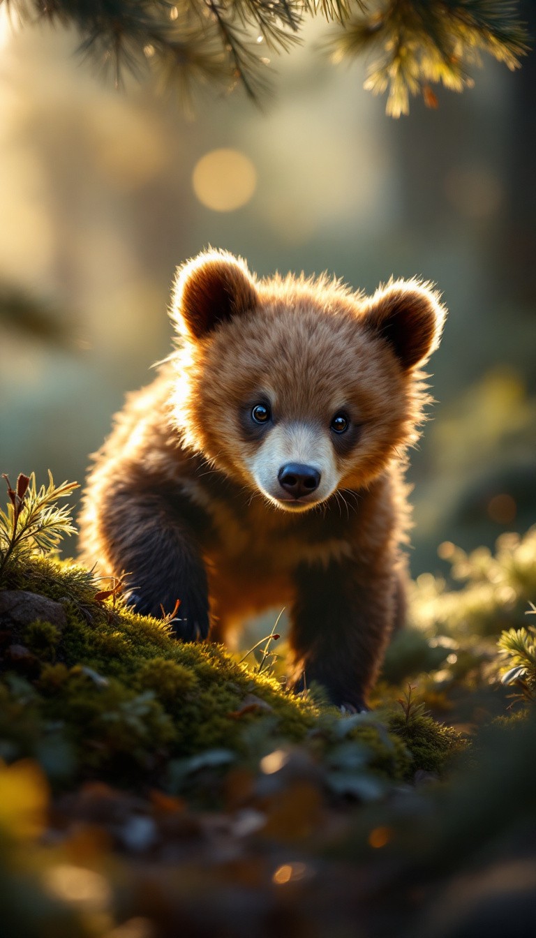 Free Golden Hour Cub Image - Cub, Bear, Forest | Download at StockCake