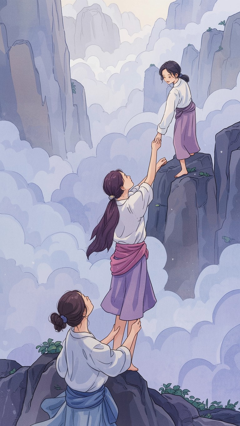 Free Reaching Higher Together Image - Watercolor, Illustration, Women ...