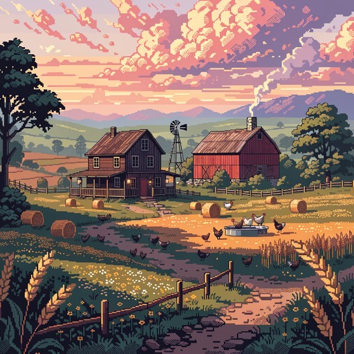 Free Pixel Farm Sunset Image - Pixel, Farmhouse, Barn | Download at ...