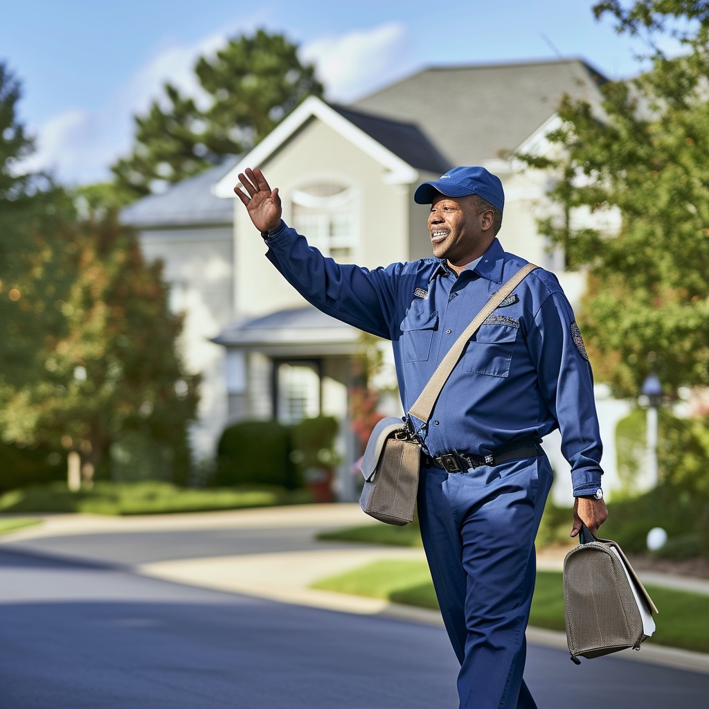 Free Mailman on Duty Image - Mailman, Uniform, Waving | Download at ...