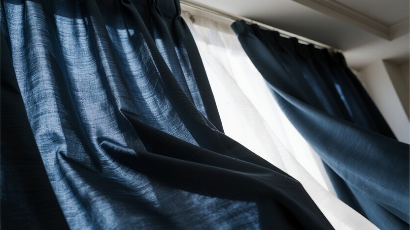 Shadowgraph Curtain Free Draped in Shadow Photo - Curtain, Navy, Drape | Download at StockCake