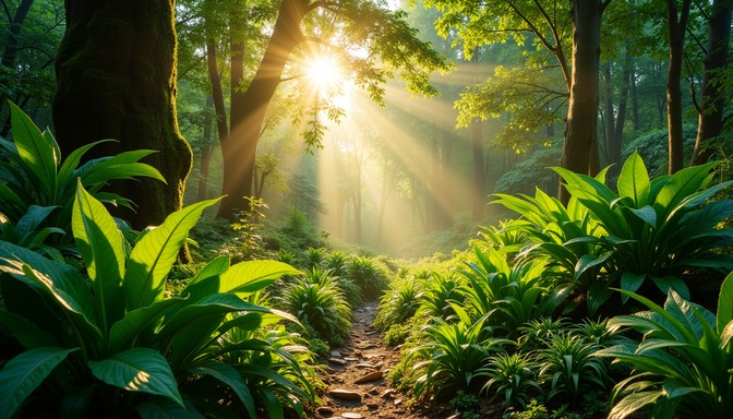 Free Enchanted Forest Path Image - Forest, Sunbeams, Rays | Download at ...