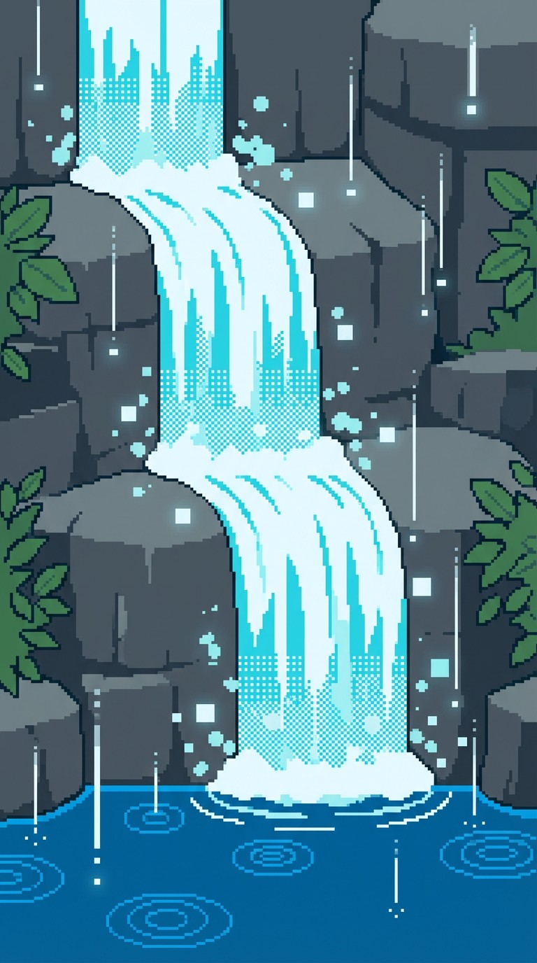 Free Cascading Pixel Waterfall Image - Waterfall, Pixel, Art | Download ...