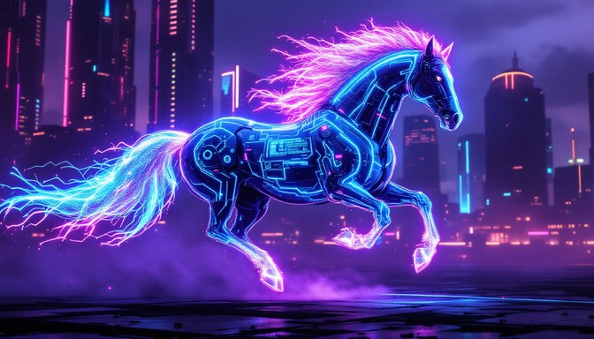 Free Neon Horse Galloping Image - Cyberpunk, Horse, Neon | Download at ...