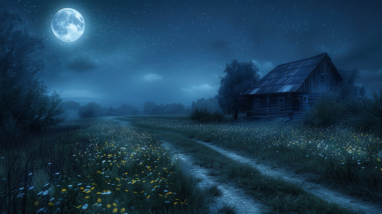 Free Moonlit Country Night Image - Moon, Night, Cabin | Download at ...