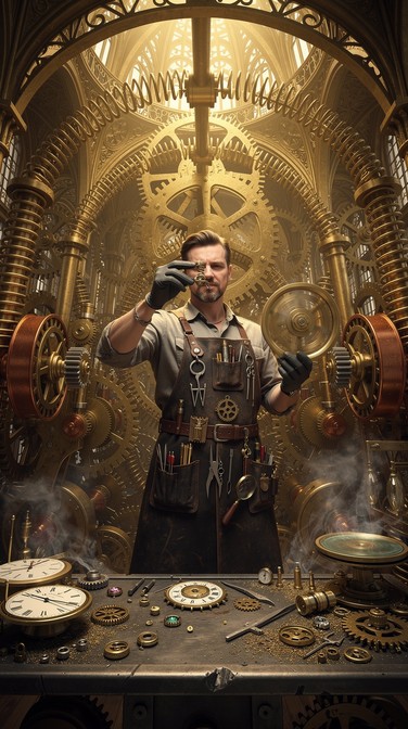 Clock Worker Design Free Clockwork Engineer Portrait Image - Steampunk, Clockwork, Engineer ...