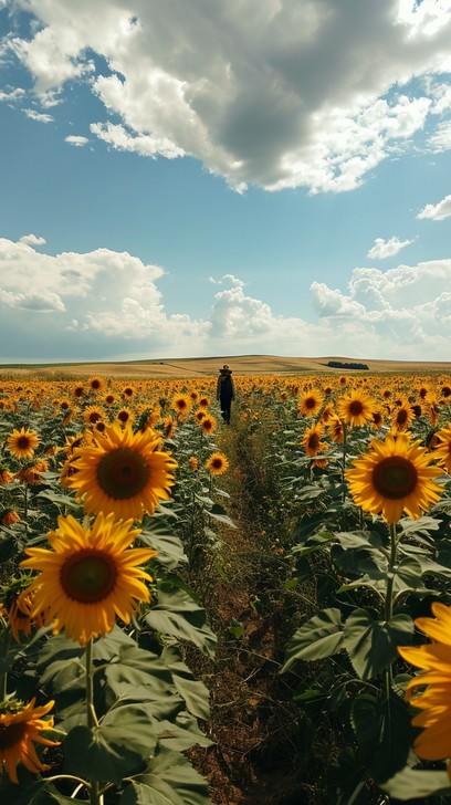 Free Sunflower Field Walk Image - Sunflowers, Field, Sky | Download at ...