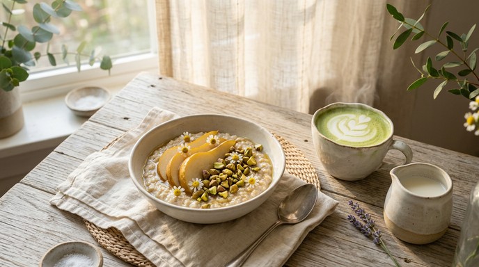 Free Peaceful Morning Breakfast Image - Breakfast, Oatmeal, Matcha ...