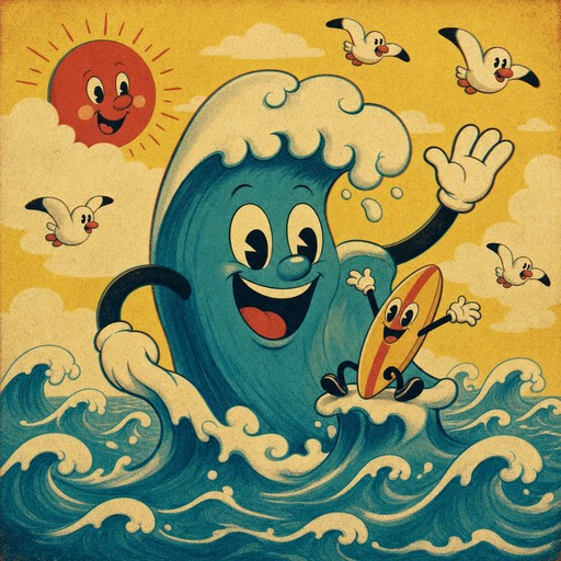 Download Cheerful Cartoon Wave Image - Cartoon, Retro, Vintage | StockCake