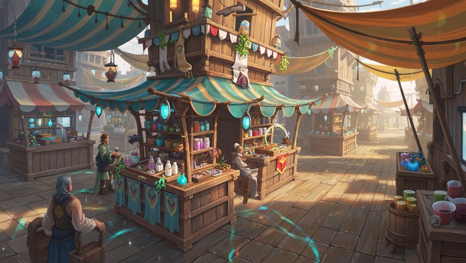 Fantasy Tea Merchant Free Enchanted Floating Marketplace Image - Fantasy, Marketplace ...