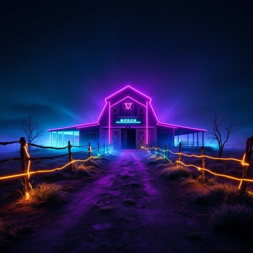 Blue Neon Ranch Free Neon Ranch Night Image - Synthwave, Cyberpunk, Neon | Download at ...