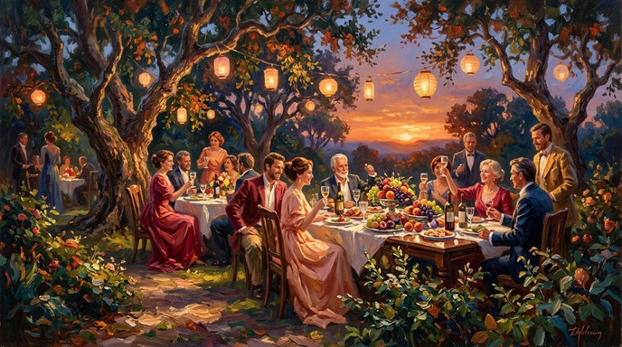 Free Golden Hour Feast Image - Celebration, Garden, Sunset | Download ...