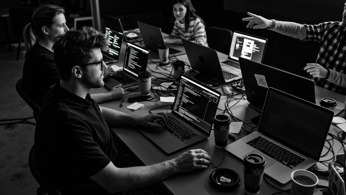 Free Coding Through Night Image - Developers, Teamwork, Collaboration ...