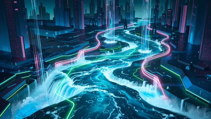 Free Digital Data River Image - Cyberpunk, Digital, Neon | Download at ...