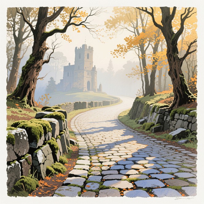 Free Ancient Cobblestone Journey Photo - Watercolor, Illustration ...