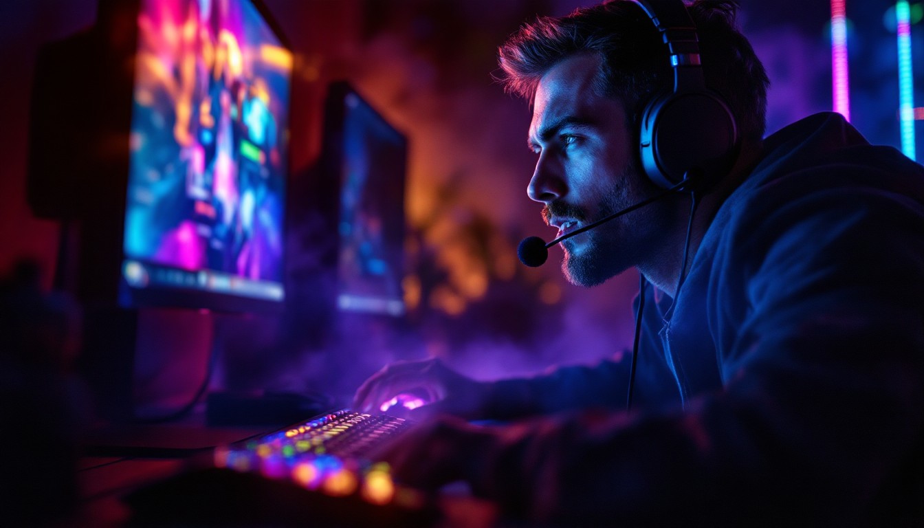 Download Competitive Gamer Focus Image - Gaming, Esports, Rgb | StockCake