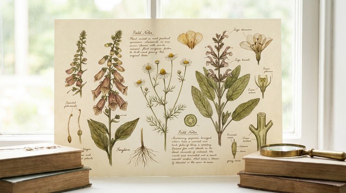 Free Botanical Study Collection Image - Botanical, Watercolor ...