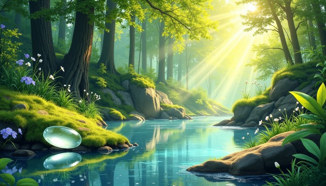 Free Enchanted Forest Stream Image - Forest, Stream, Sunbeams ...