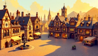 Free Medieval Town Square Image - Medieval, Isometric, Illustration ...