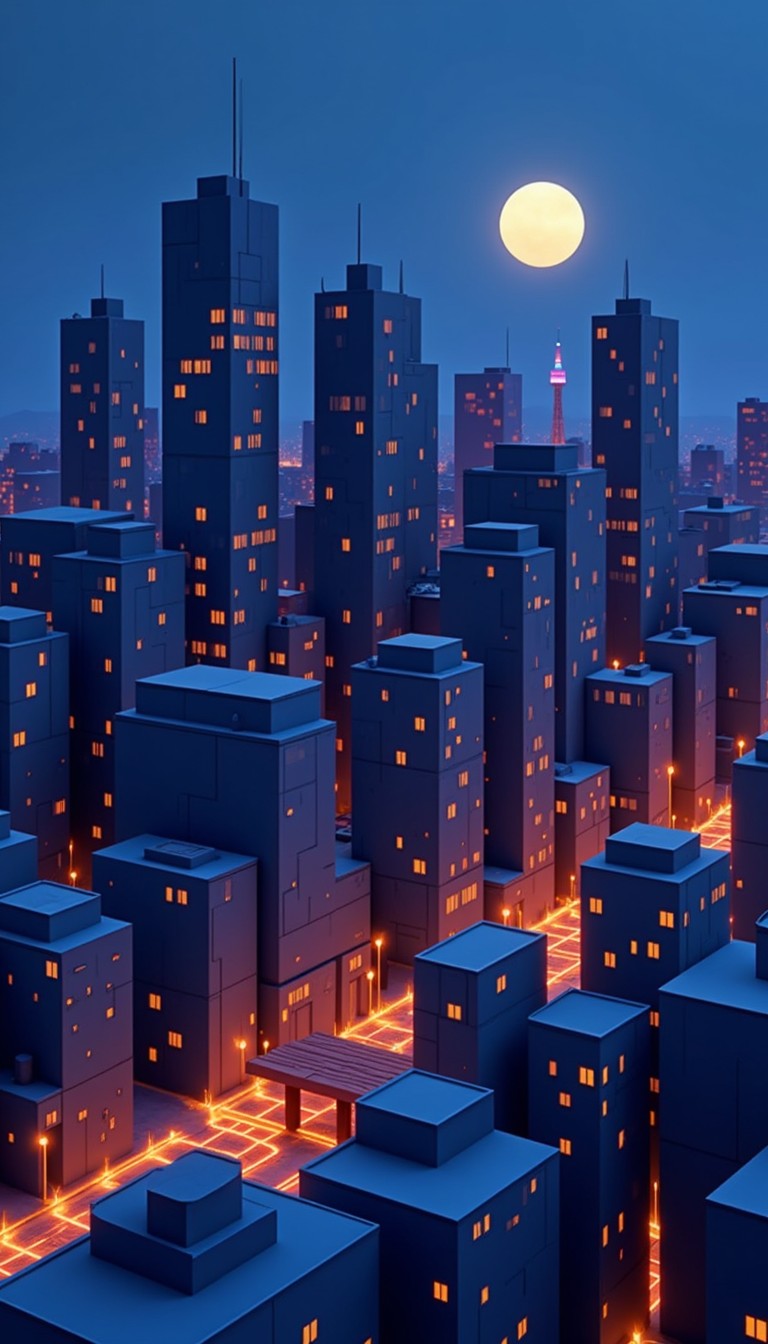 Download Minimalist City Glow Image - Cityscape, Minimalist, Geometric ...