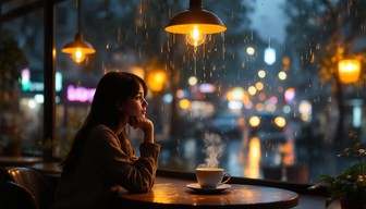 Free Rainy Cafe Solitude Image - Lofi, Cafe, Rain | Download at StockCake