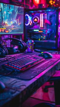 Free Colorful Gaming Setup Image - Gaming, Computer, Neon | Download at ...