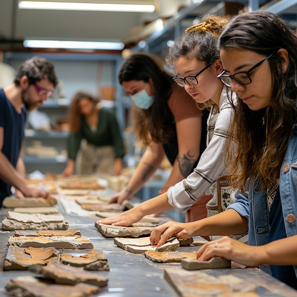 Students Examining Rocks Free Students Examining Artifacts Image - Students, Artifacts ...