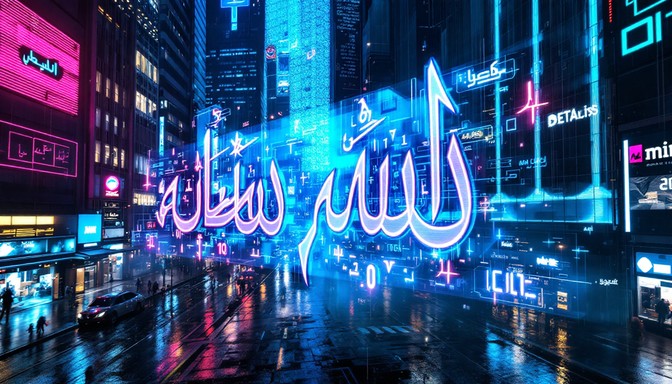Free Holographic Arabic Cyberpunk Image - Holographic, Arabic ...