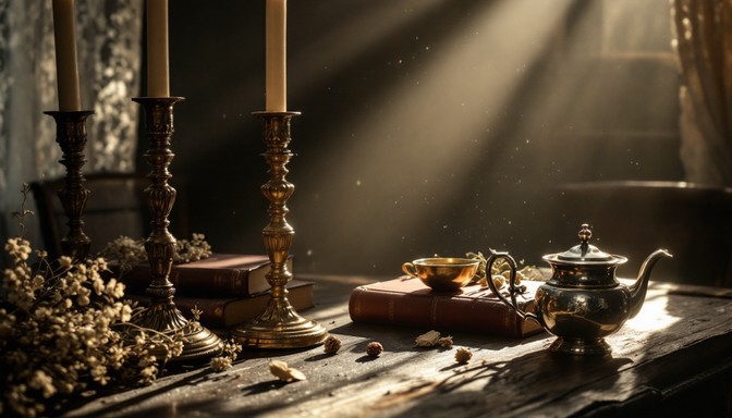 Tea Scene Free Victorian Tea Scene Image - Victorian, Candlesticks, Teapot ...