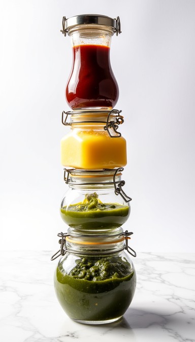 Free Stacked Colorful Condiments Image | Download at StockCake