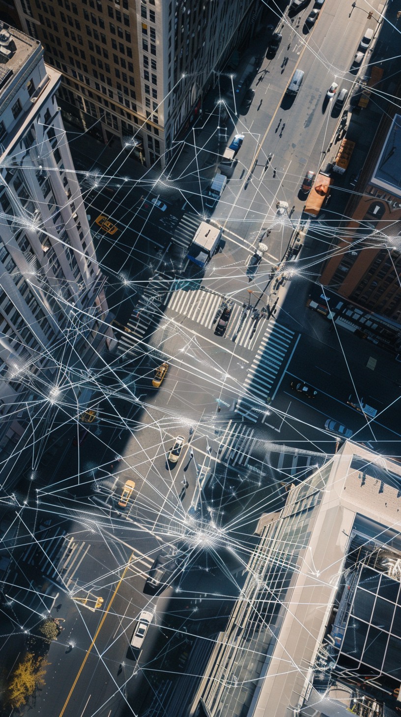 Free Urban Tech Overlay Image - City, Technology, Intersection ...