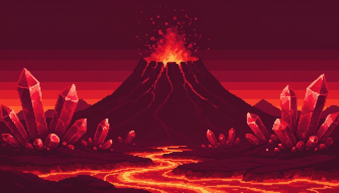 Free Volcanic Pixel Sunset Image - Volcano, Pixel, Lava | Download at ...